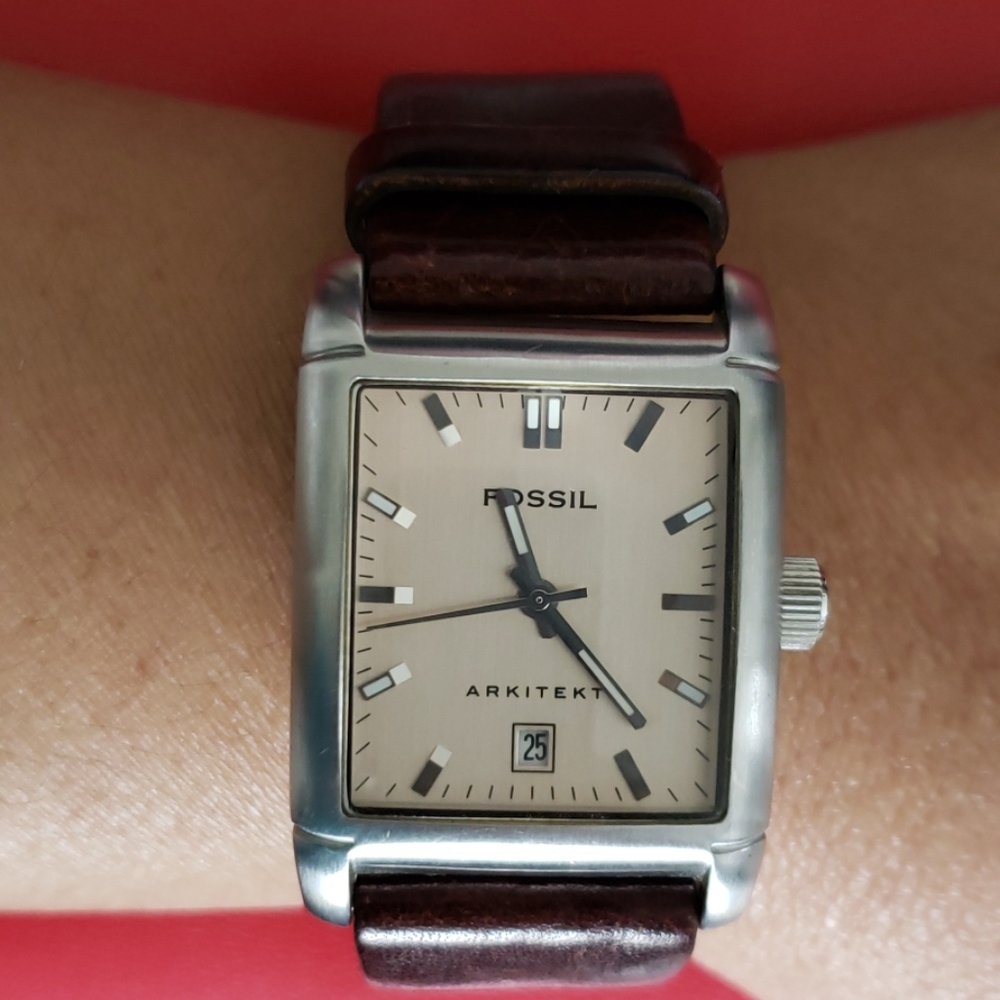 Brown leather fossil  men"s watch